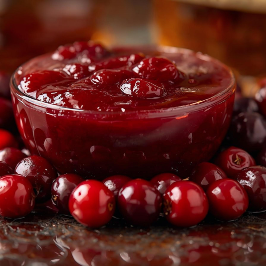 Dark Cherry Cranberry Sauce with Amaretto